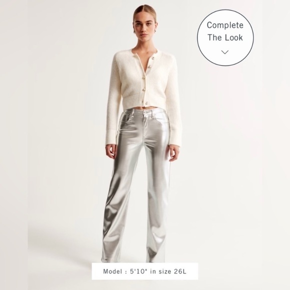 Abercrombie & Fitch Pants - Abercrombie & Fitch Silver Curve Love Vegan Leather 90’s Straight Pant 32 / 14